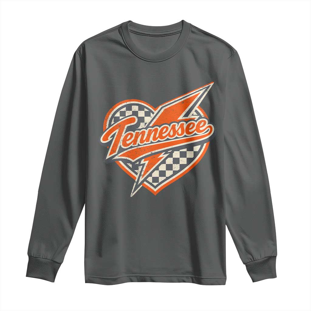Vintage Tennessee Long Sleeve Shirt Checkered Heart Love TN Orange US State TS10 Dark Heather Print Your Wear