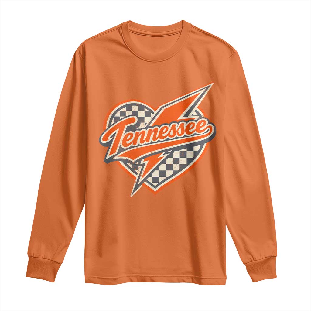 Vintage Tennessee Long Sleeve Shirt Checkered Heart Love TN Orange US State TS10 Orange Print Your Wear