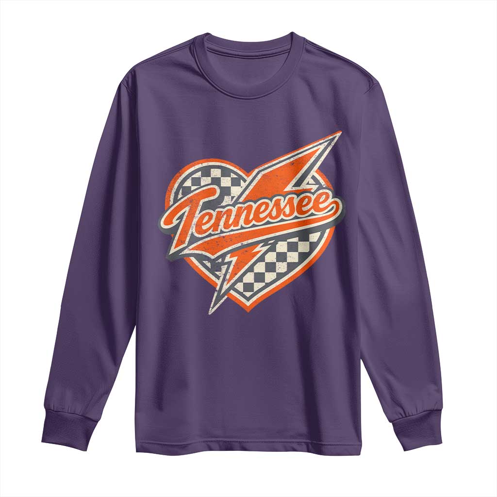 Vintage Tennessee Long Sleeve Shirt Checkered Heart Love TN Orange US State TS10 Purple Print Your Wear