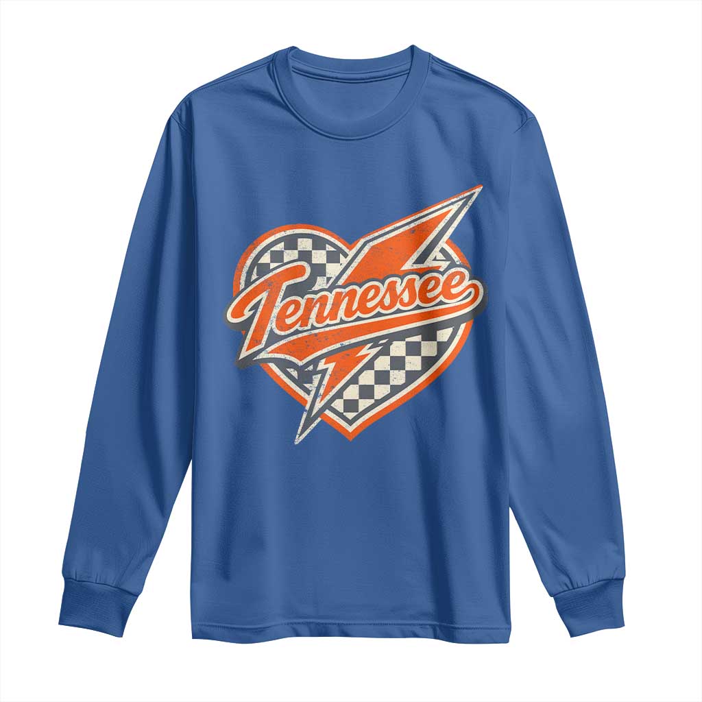 Vintage Tennessee Long Sleeve Shirt Checkered Heart Love TN Orange US State TS10 Royal Blue Print Your Wear