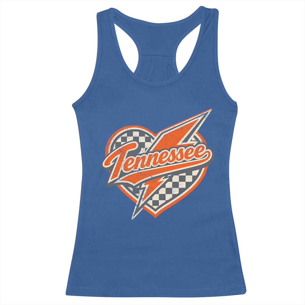 Vintage Tennessee Racerback Tank Top Checkered Heart Love TN Orange US State TS10 Royal Blue Print Your Wear