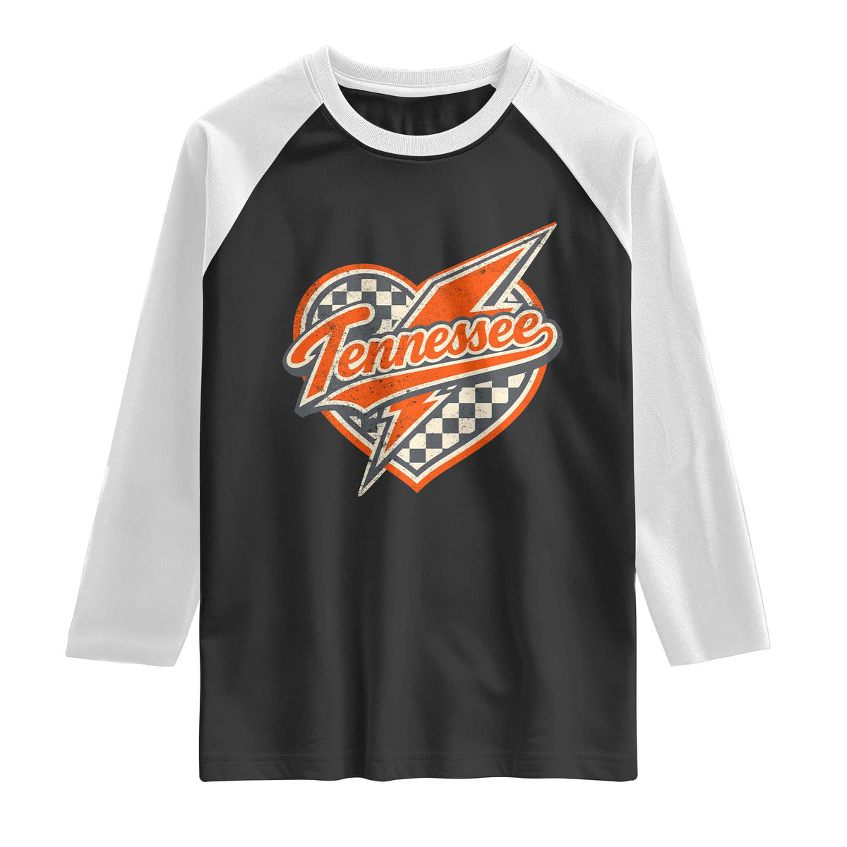 Vintage Tennessee Raglan Shirt Checkered Heart Love TN Orange US State TS10 Black White Print Your Wear