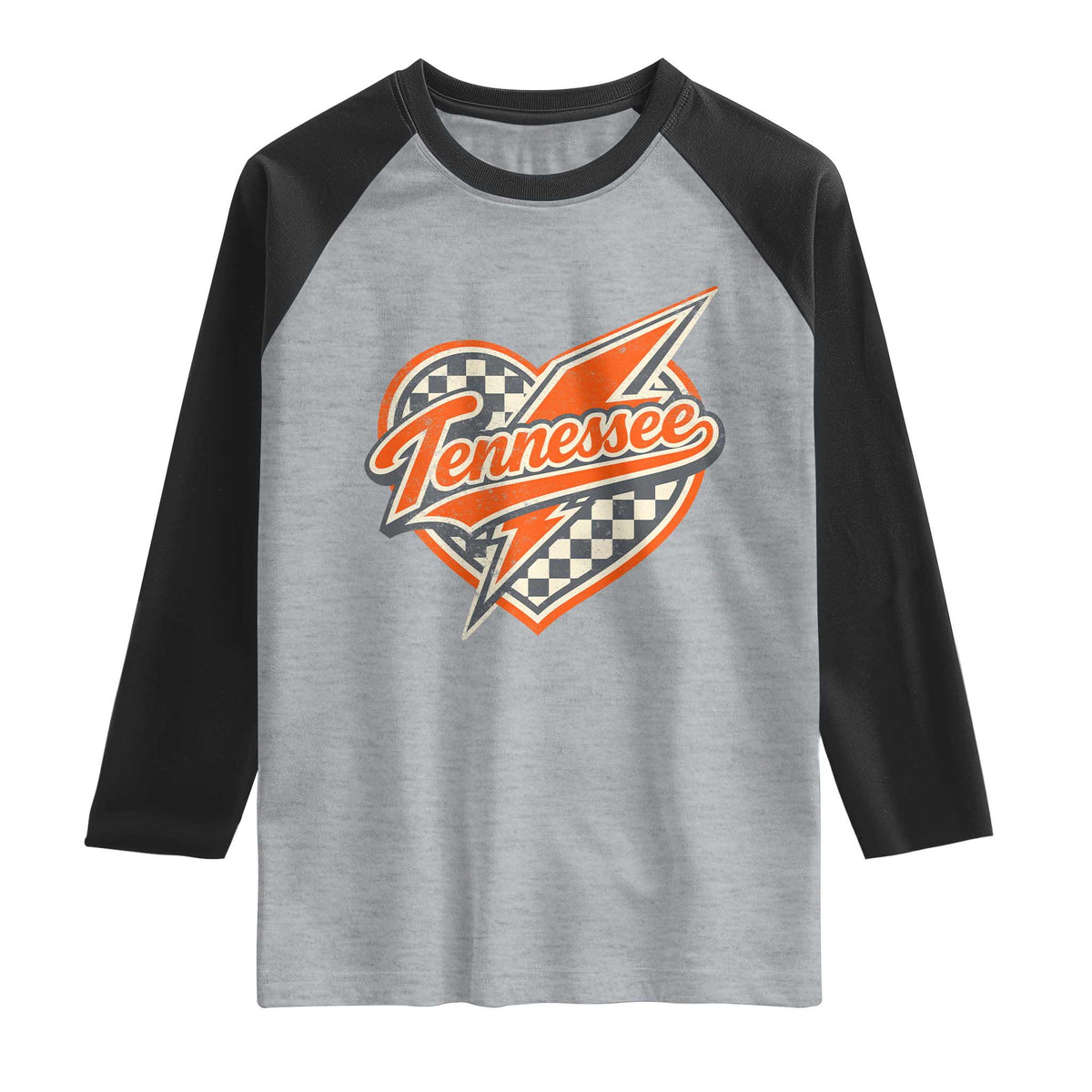Vintage Tennessee Raglan Shirt Checkered Heart Love TN Orange US State TS10 Heather Gray Black Print Your Wear