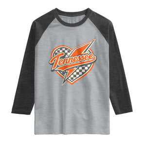 Vintage Tennessee Raglan Shirt Checkered Heart Love TN Orange US State TS10 Heather Gray Heather Charcoal Print Your Wear