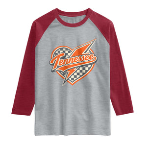 Vintage Tennessee Raglan Shirt Checkered Heart Love TN Orange US State TS10 Heather Gray Heather Red Print Your Wear