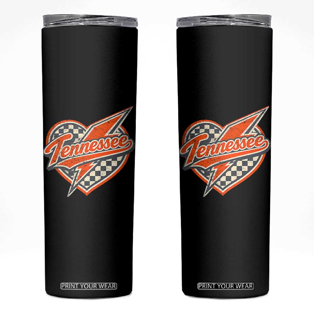 Vintage Tennessee Skinny Tumbler Checkered Heart Love TN Orange US State TS10 Black Print Your Wear
