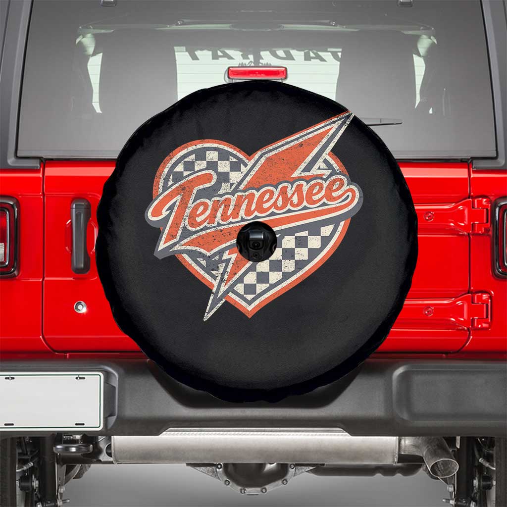 Vintage Tennessee Spare Tire Cover Checkered Heart Love TN Orange US State TS10 Black Print Your Wear