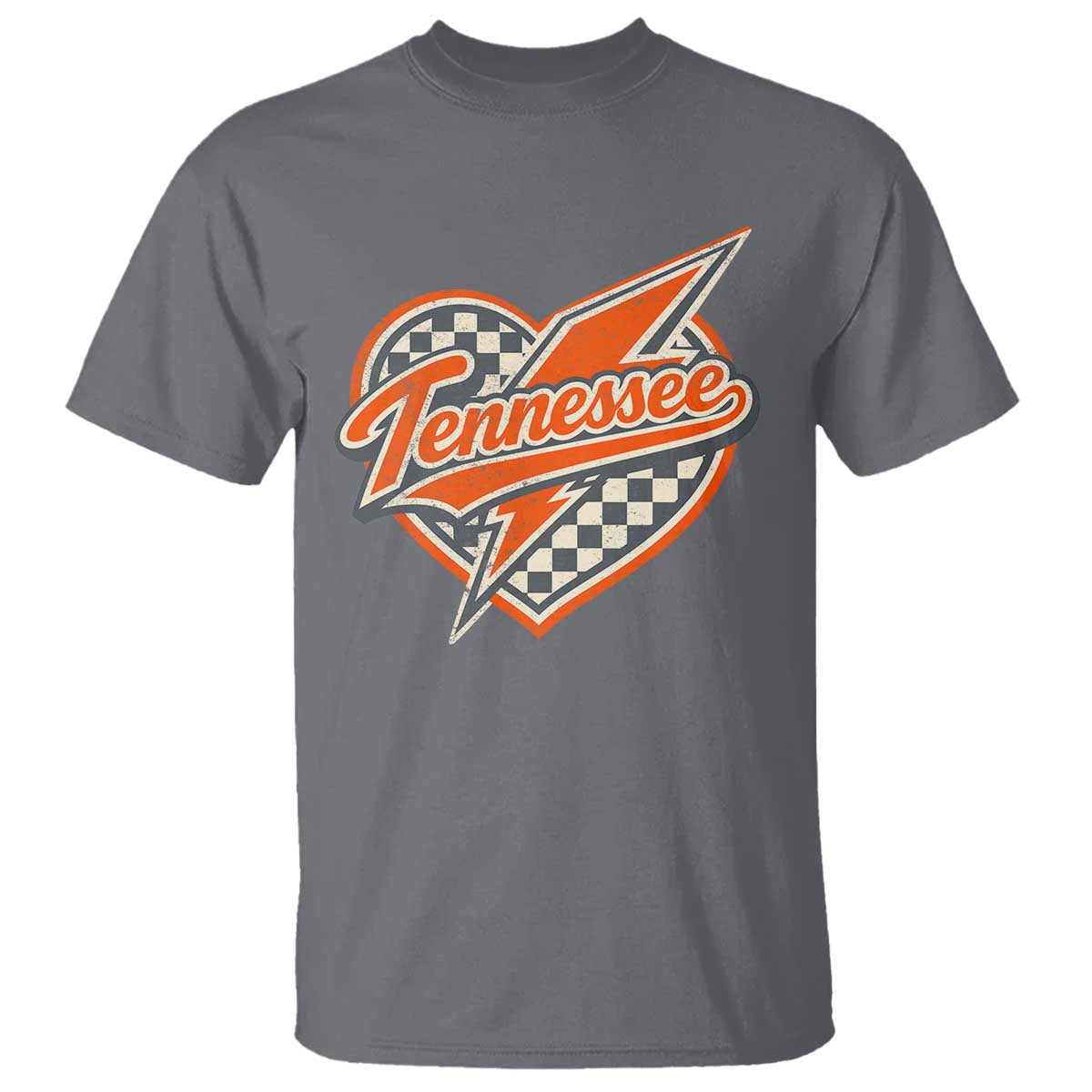 Vintage Tennessee T Shirt Checkered Heart Love TN Orange US State TS10 Charcoal Print Your Wear