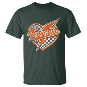 Vintage Tennessee T Shirt Checkered Heart Love TN Orange US State TS10 Dark Forest Green Print Your Wear