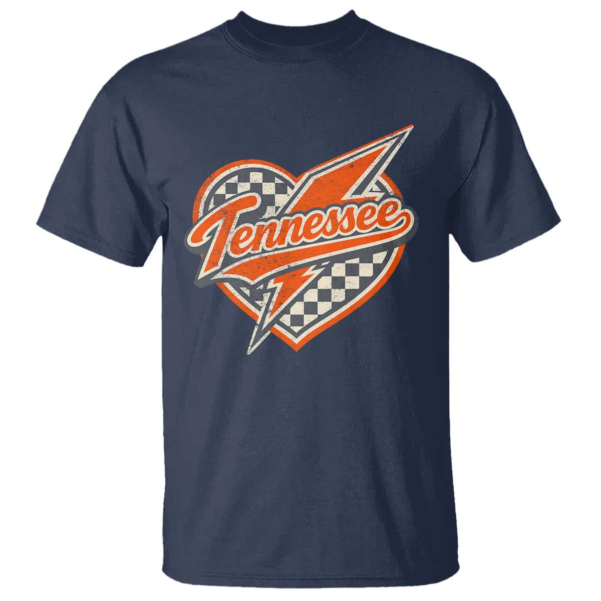 Vintage Tennessee T Shirt Checkered Heart Love TN Orange US State TS10 Navy Print Your Wear
