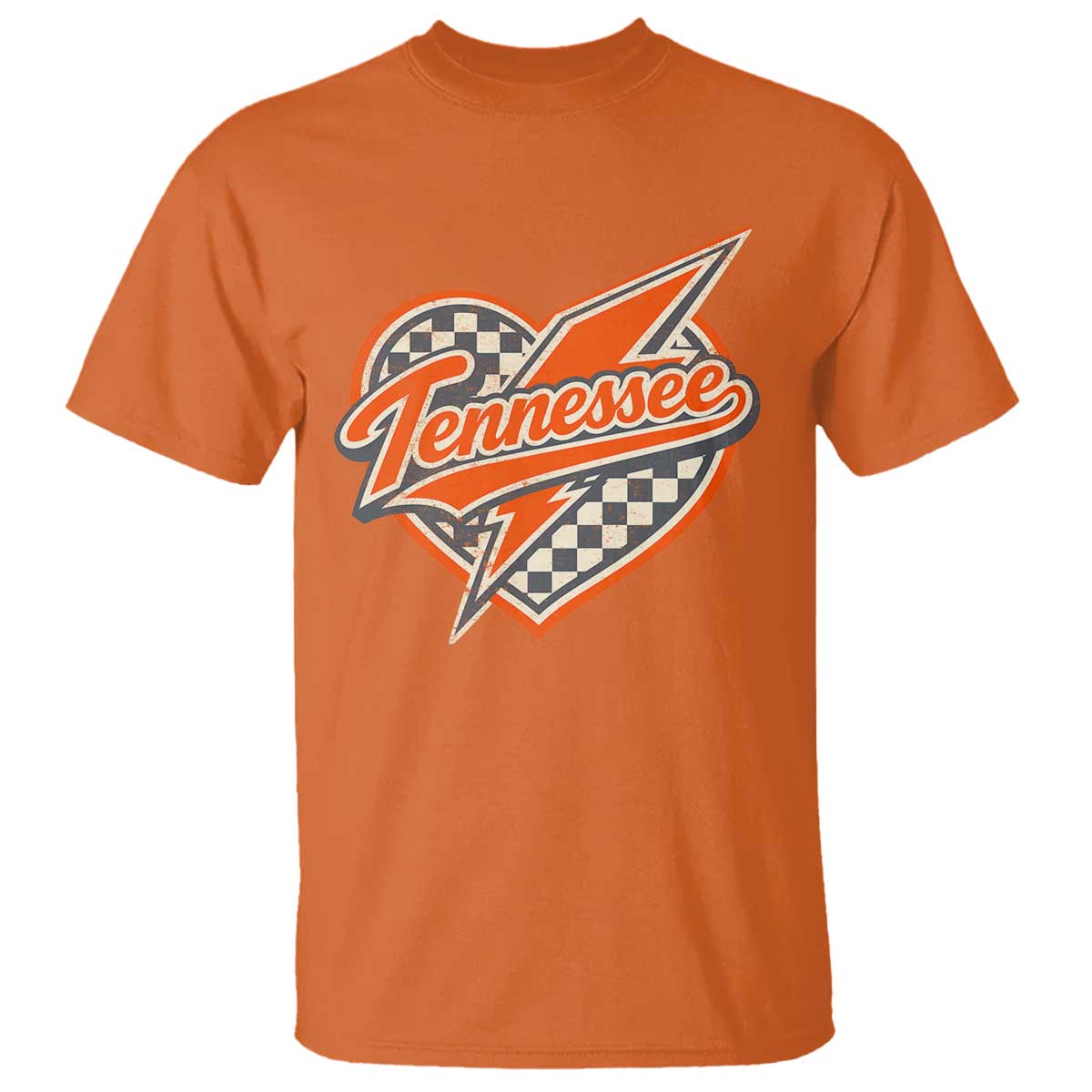 Vintage Tennessee T Shirt Checkered Heart Love TN Orange US State TS10 Orange Print Your Wear