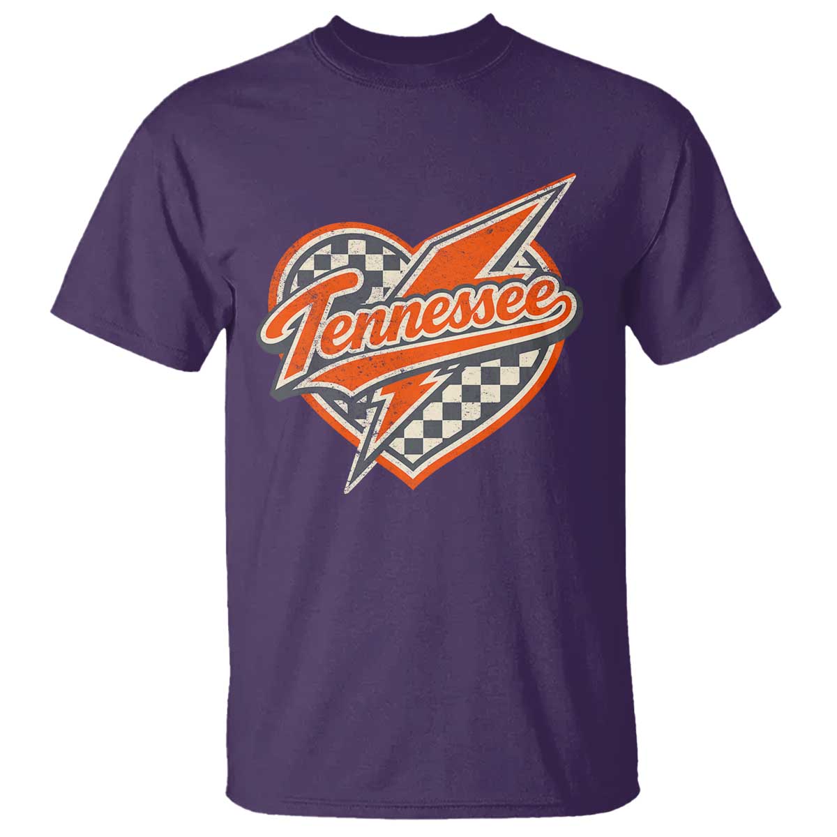 Vintage Tennessee T Shirt Checkered Heart Love TN Orange US State TS10 Purple Print Your Wear