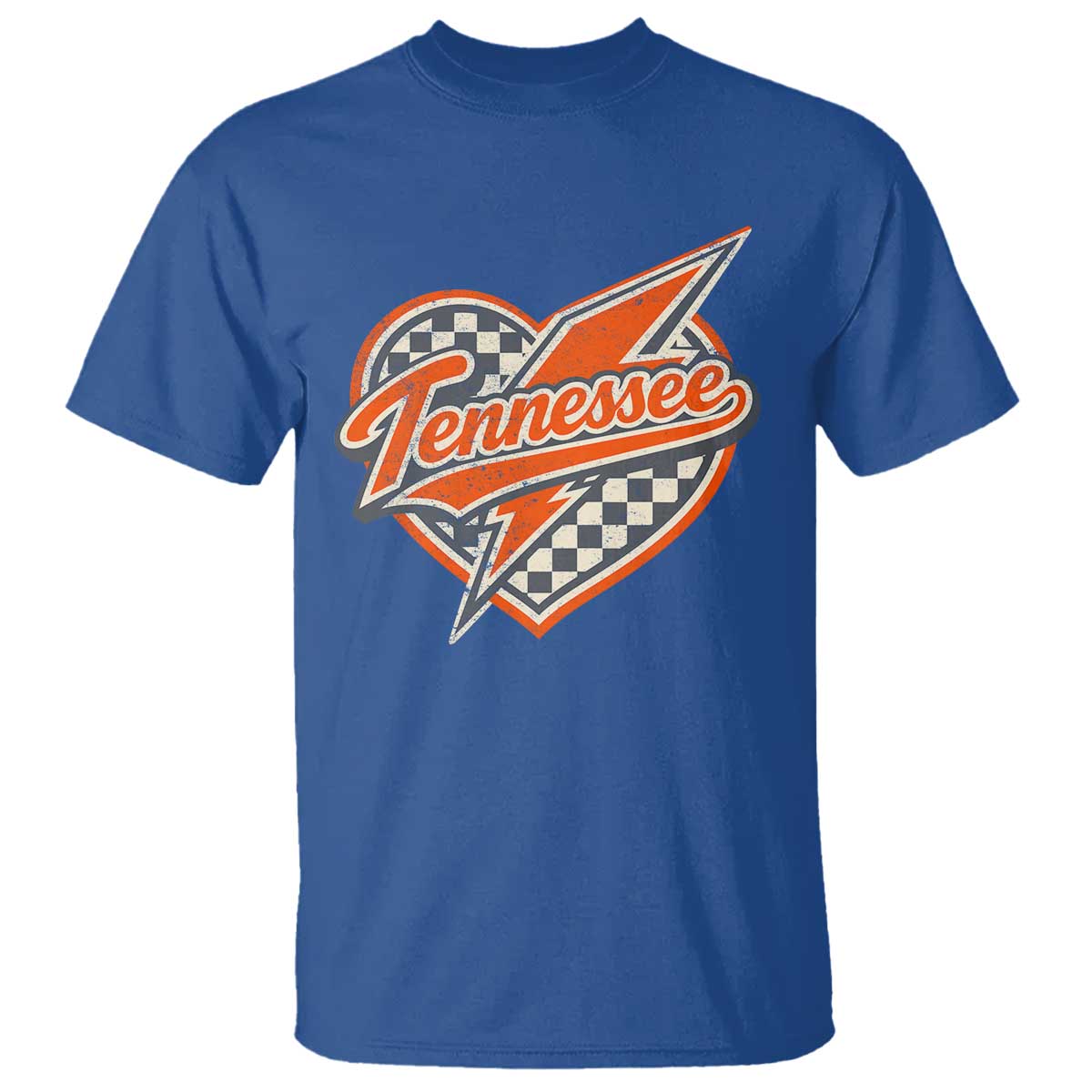 Vintage Tennessee T Shirt Checkered Heart Love TN Orange US State TS10 Royal Blue Print Your Wear