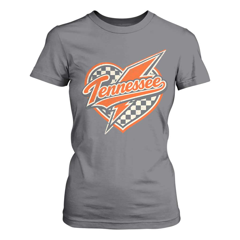 Vintage Tennessee T Shirt For Women Checkered Heart Love TN Orange US State TS10 Charcoal Print Your Wear