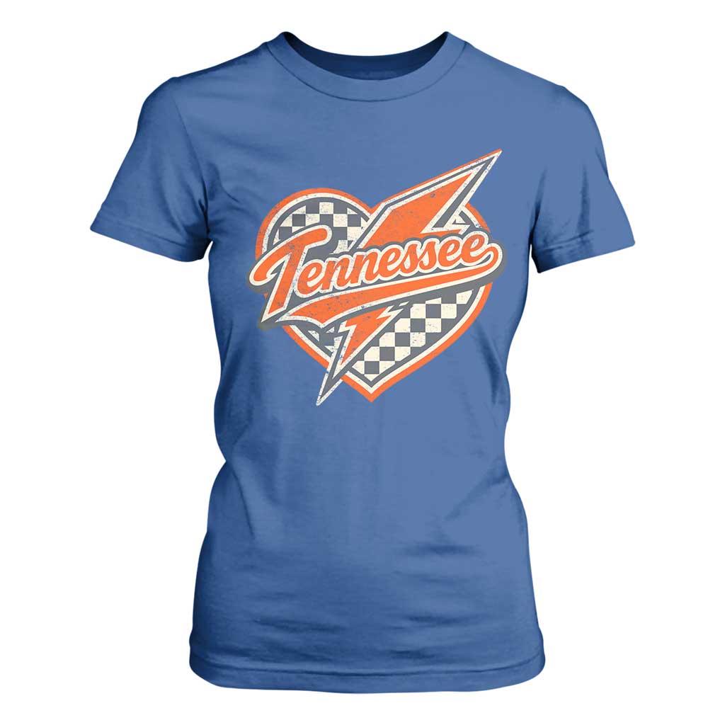 Vintage Tennessee T Shirt For Women Checkered Heart Love TN Orange US State TS10 Royal Blue Print Your Wear