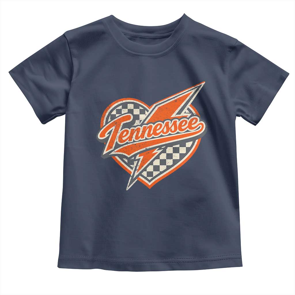 Vintage Tennessee Toddler T Shirt Checkered Heart Love TN Orange US State TS10 Navy Print Your Wear