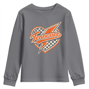 Vintage Tennessee Youth Sweatshirt Checkered Heart Love TN Orange US State TS10 Charcoal Print Your Wear
