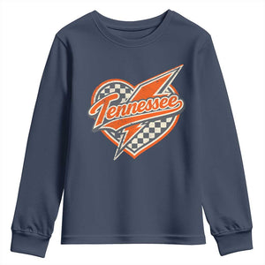 Vintage Tennessee Youth Sweatshirt Checkered Heart Love TN Orange US State TS10 Navy Print Your Wear