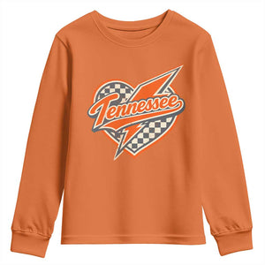 Vintage Tennessee Youth Sweatshirt Checkered Heart Love TN Orange US State TS10 Orange Print Your Wear