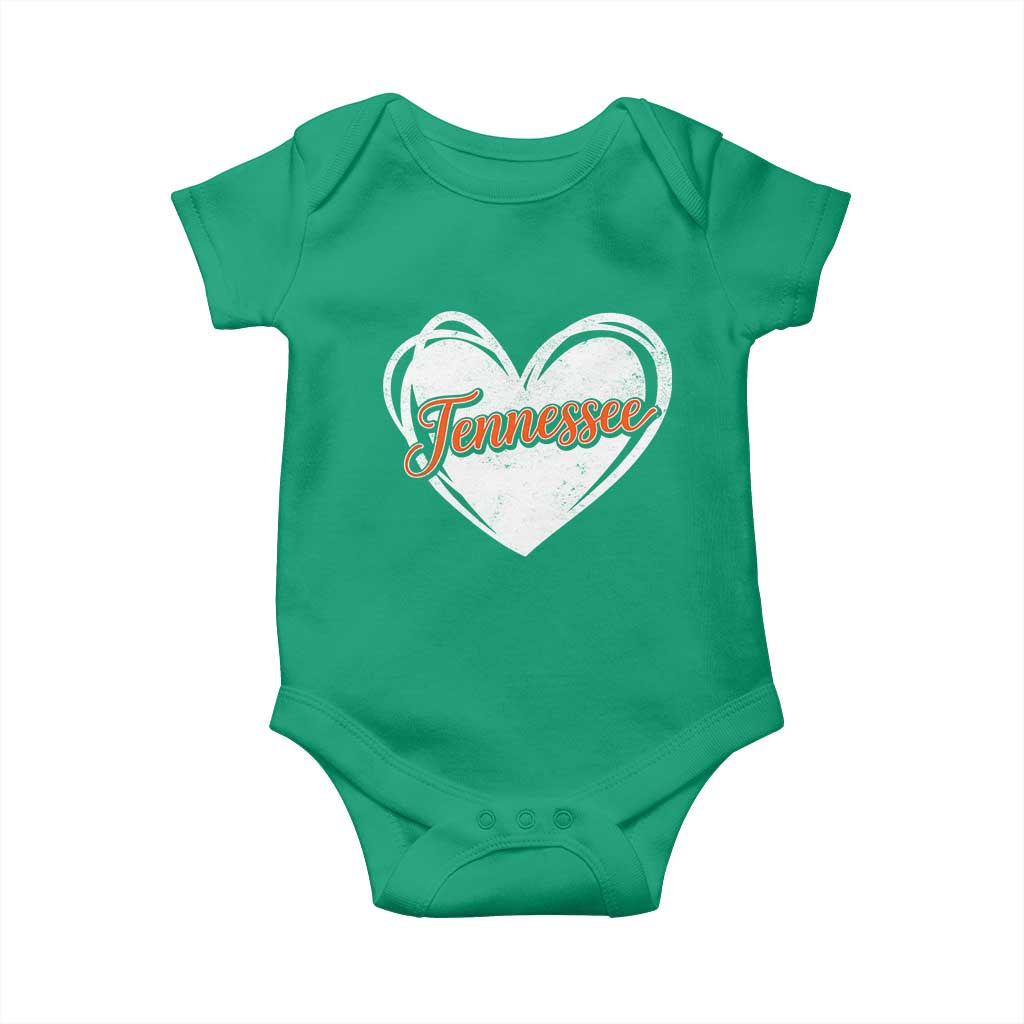 Vintage Tennessee Baby Onesie Heart Graphic TN Orange US State TS10 Irish Green Print Your Wear