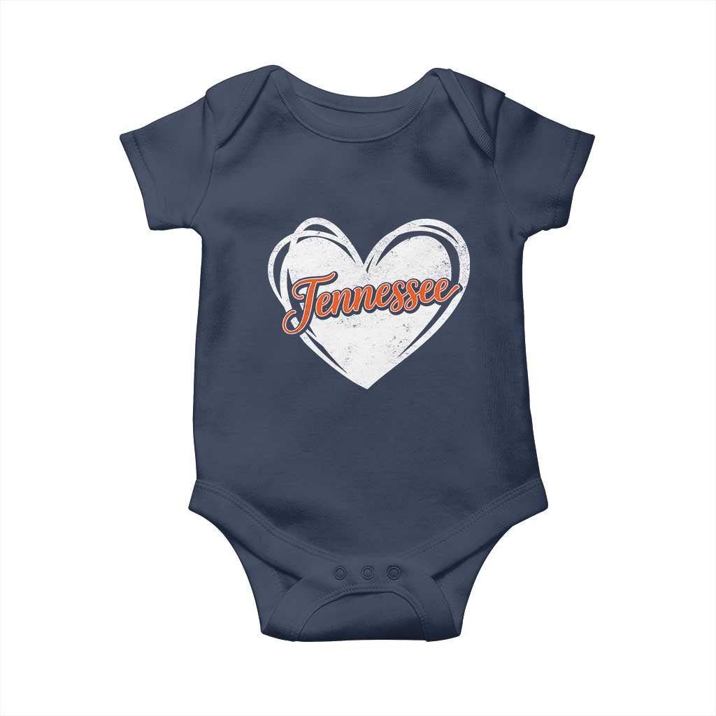 Vintage Tennessee Baby Onesie Heart Graphic TN Orange US State TS10 Navy Print Your Wear