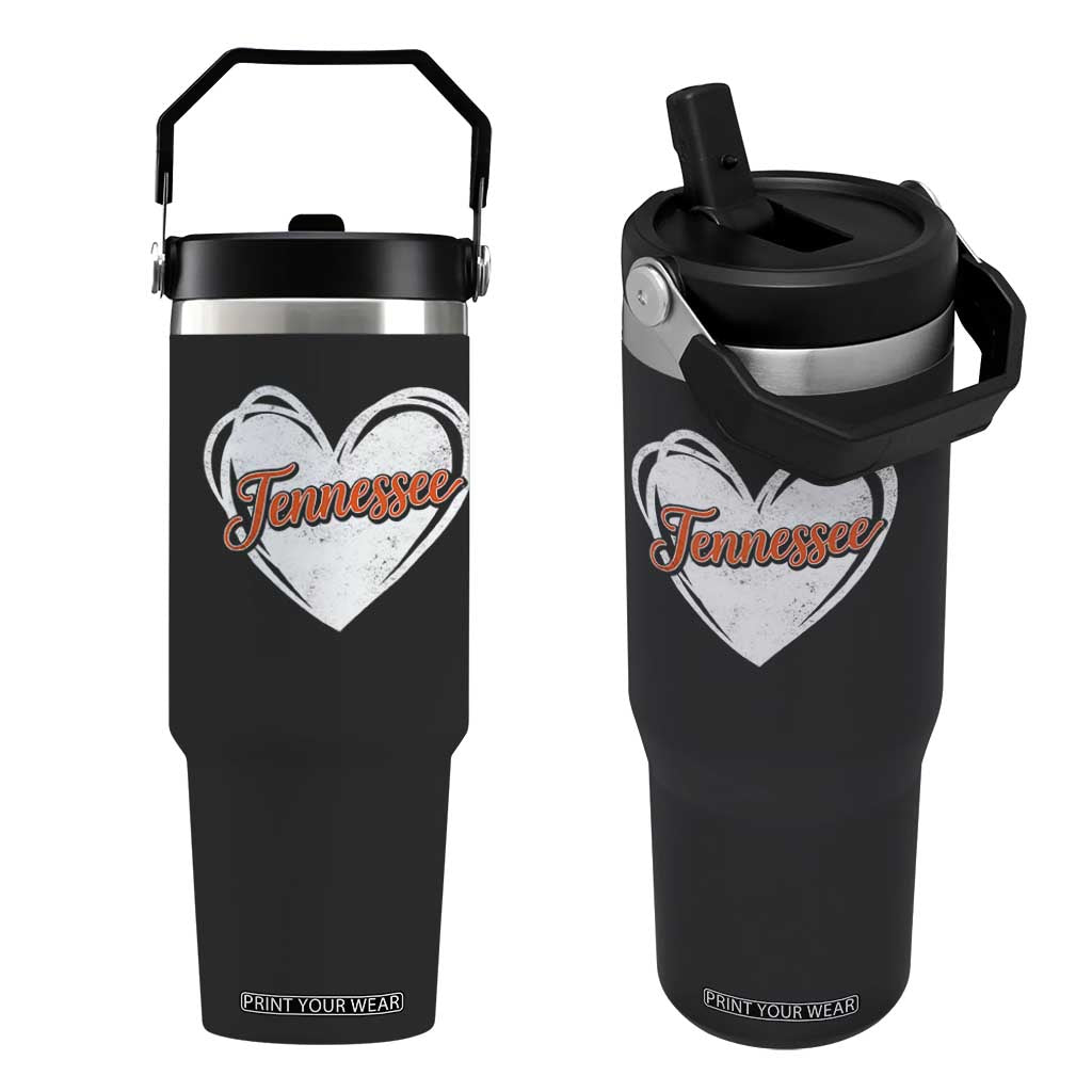 Vintage Tennessee Flip Straw Tumbler Heart Graphic TN Orange US State TS10 One Size: 30 oz Black Print Your Wear