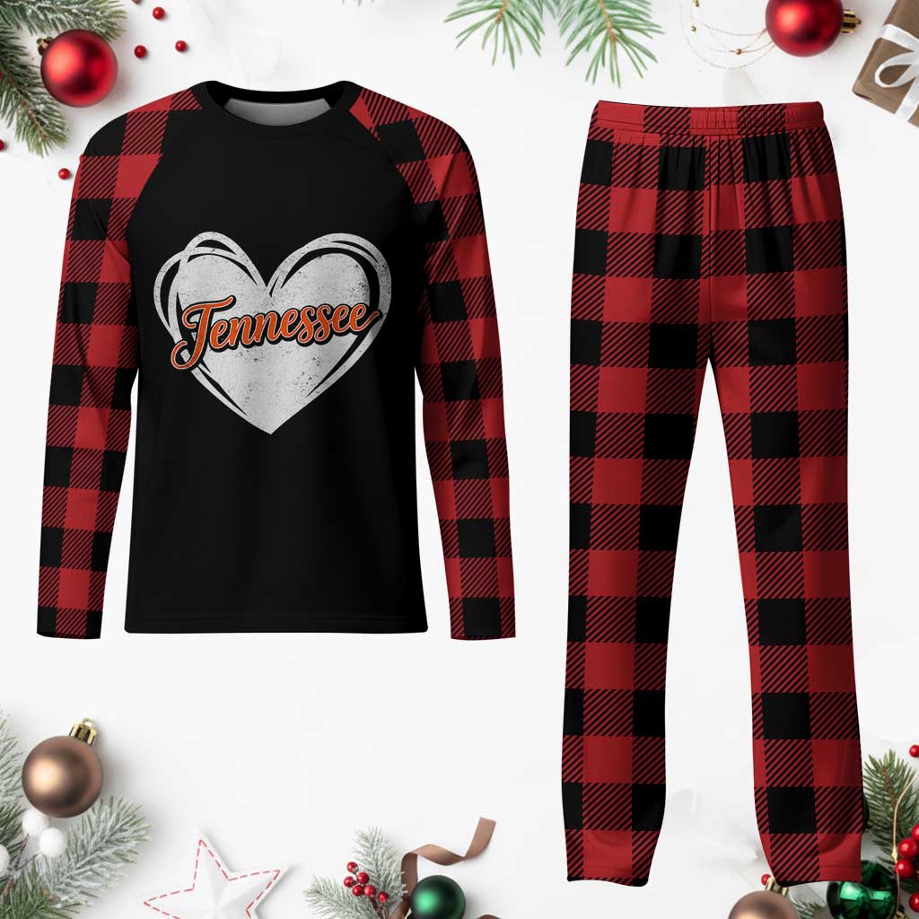 Vintage Tennessee Plaid Pajama Set Heart Graphic TN Orange US State TS10 Buffalo Plaid Print Your Wear