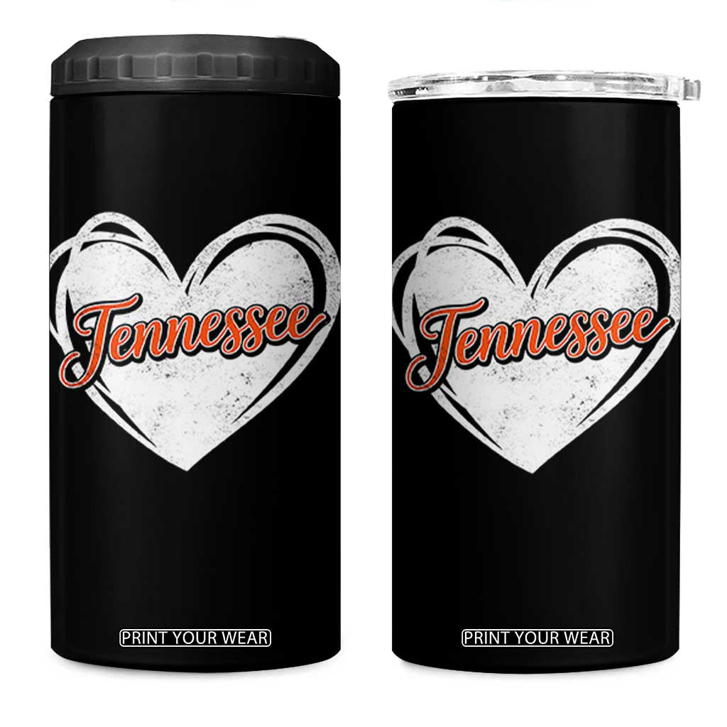 Vintage Tennessee 4 in 1 Can Cooler Tumbler Heart Graphic TN Orange US State TS10 One Size: 16 oz Black Print Your Wear