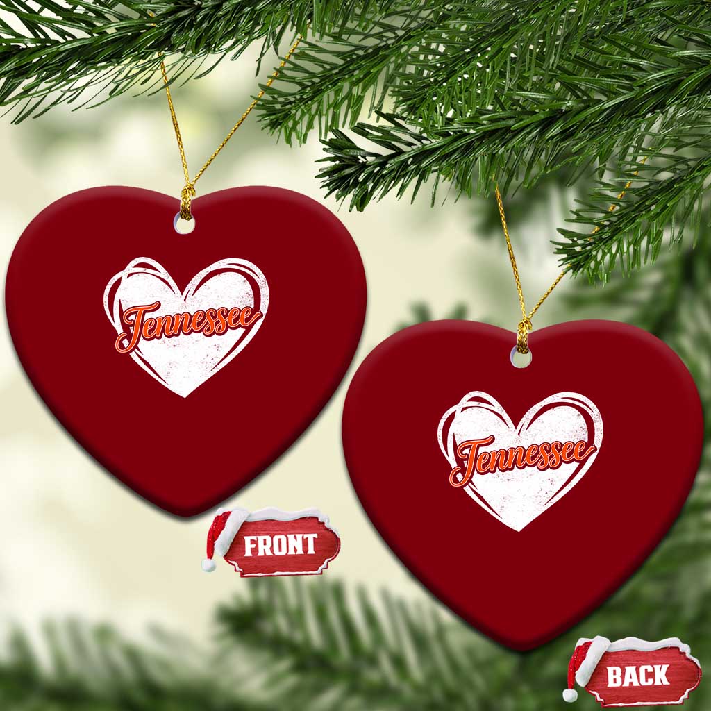 Vintage Tennessee Ceramic Ornament Heart Graphic TN Orange US State TS10 Print Your Wear