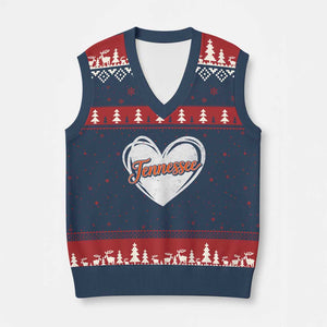 Vintage Tennessee V-Neck Knit Sweater Vest Heart Graphic TN Orange US State TS10 Navy Red Print Your Wear