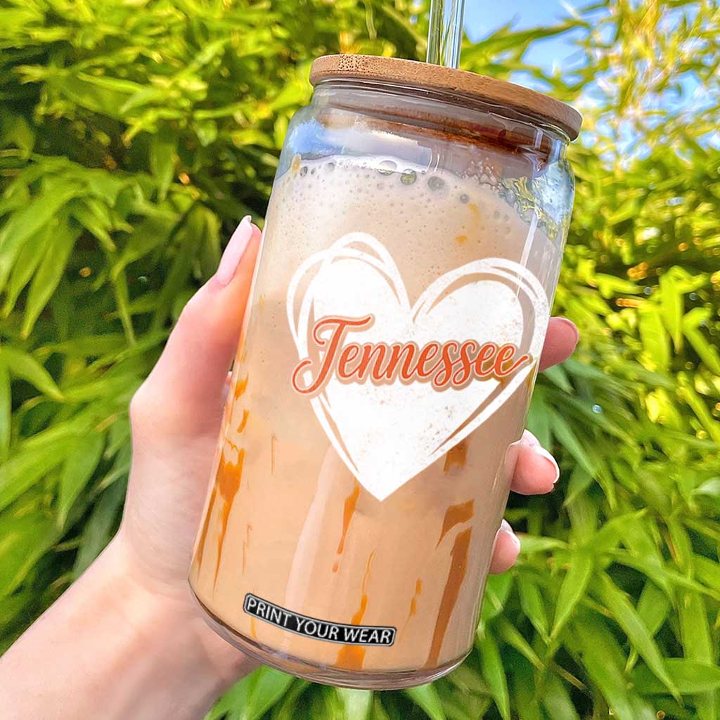 Vintage Tennessee Glass Can Heart Graphic TN Orange US State TS10 Black Print Your Wear