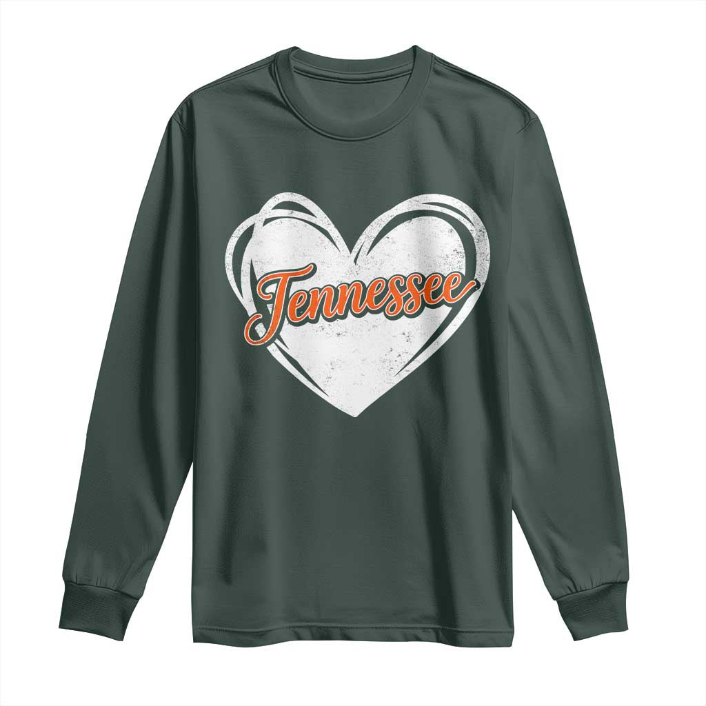 Vintage Tennessee Long Sleeve Shirt Heart Graphic TN Orange US State TS10 Dark Forest Green Print Your Wear