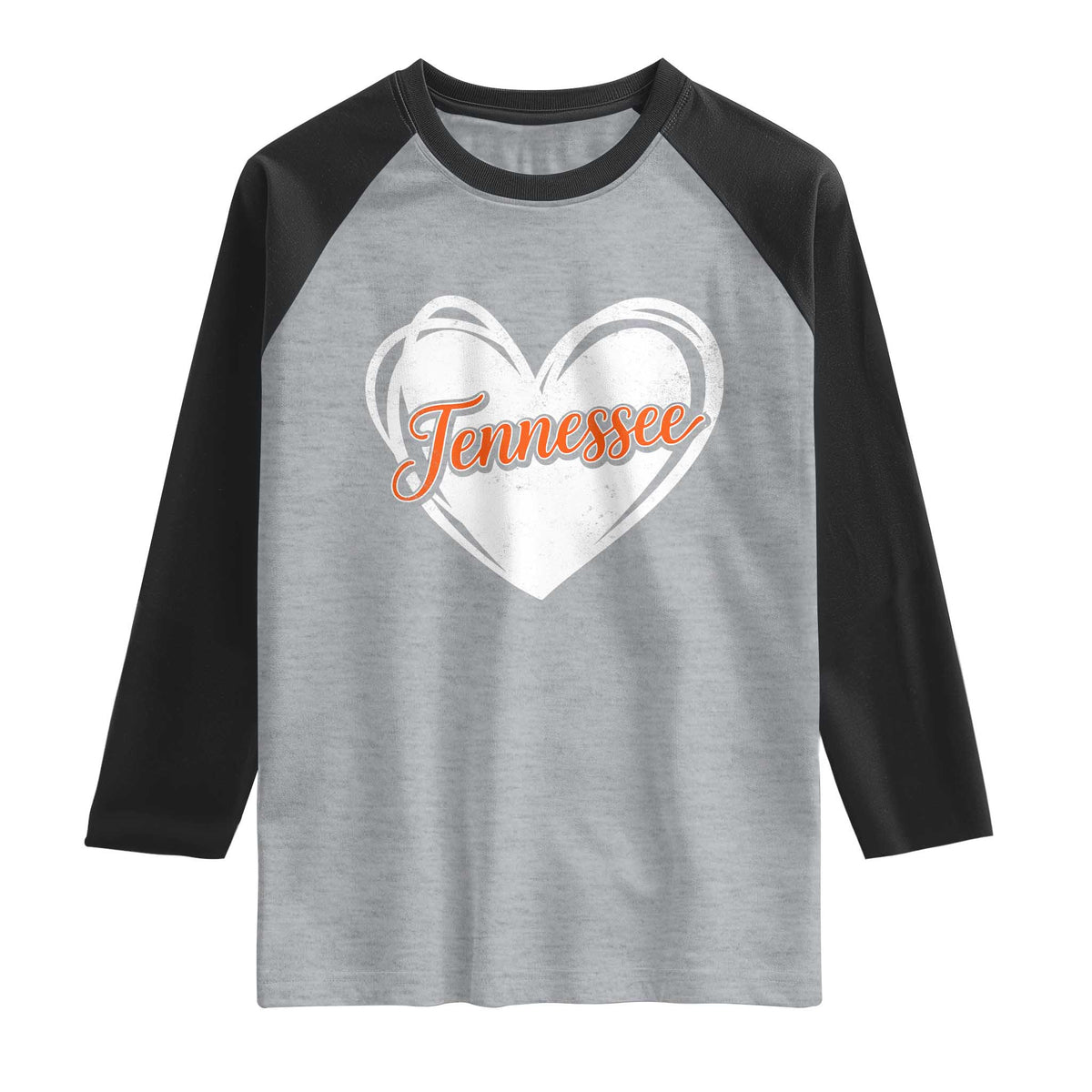 Vintage Tennessee Raglan Shirt Heart Graphic TN Orange US State TS10 Heather Gray Black Print Your Wear