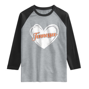 Vintage Tennessee Raglan Shirt Heart Graphic TN Orange US State TS10 Heather Gray Black Print Your Wear