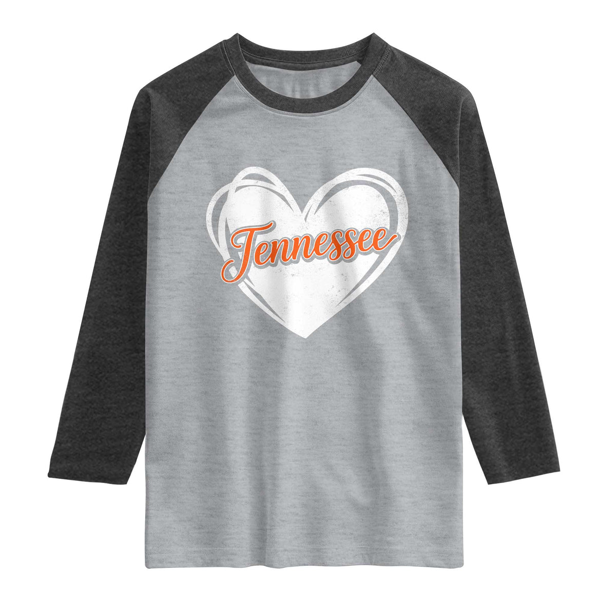 Vintage Tennessee Raglan Shirt Heart Graphic TN Orange US State TS10 Heather Gray Heather Charcoal Print Your Wear