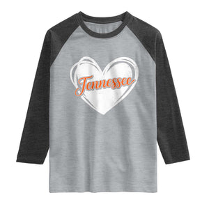 Vintage Tennessee Raglan Shirt Heart Graphic TN Orange US State TS10 Heather Gray Heather Charcoal Print Your Wear