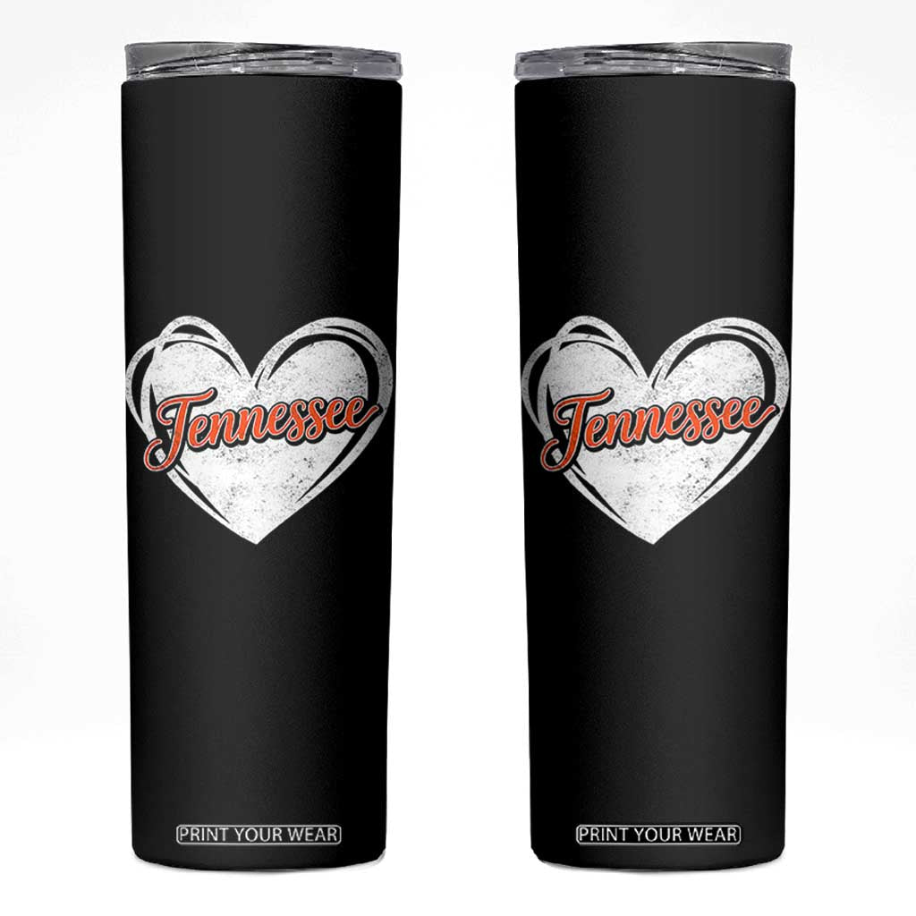 Vintage Tennessee Skinny Tumbler Heart Graphic TN Orange US State TS10 Black Print Your Wear