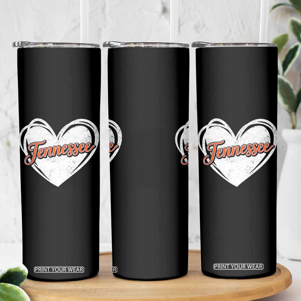 Vintage Tennessee Skinny Tumbler Heart Graphic TN Orange US State TS10 Print Your Wear