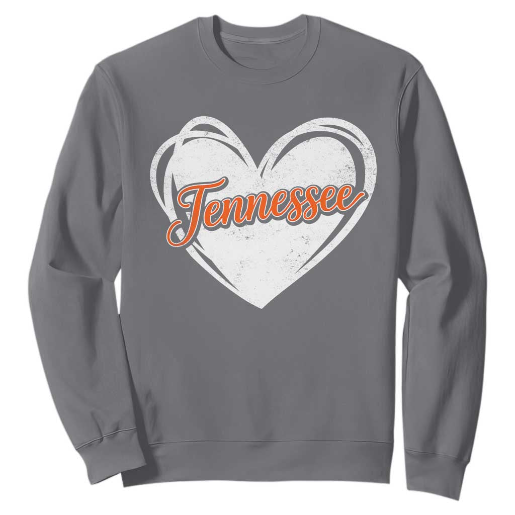 Vintage Tennessee Sweatshirt Heart Graphic TN Orange US State TS10 Charcoal Print Your Wear