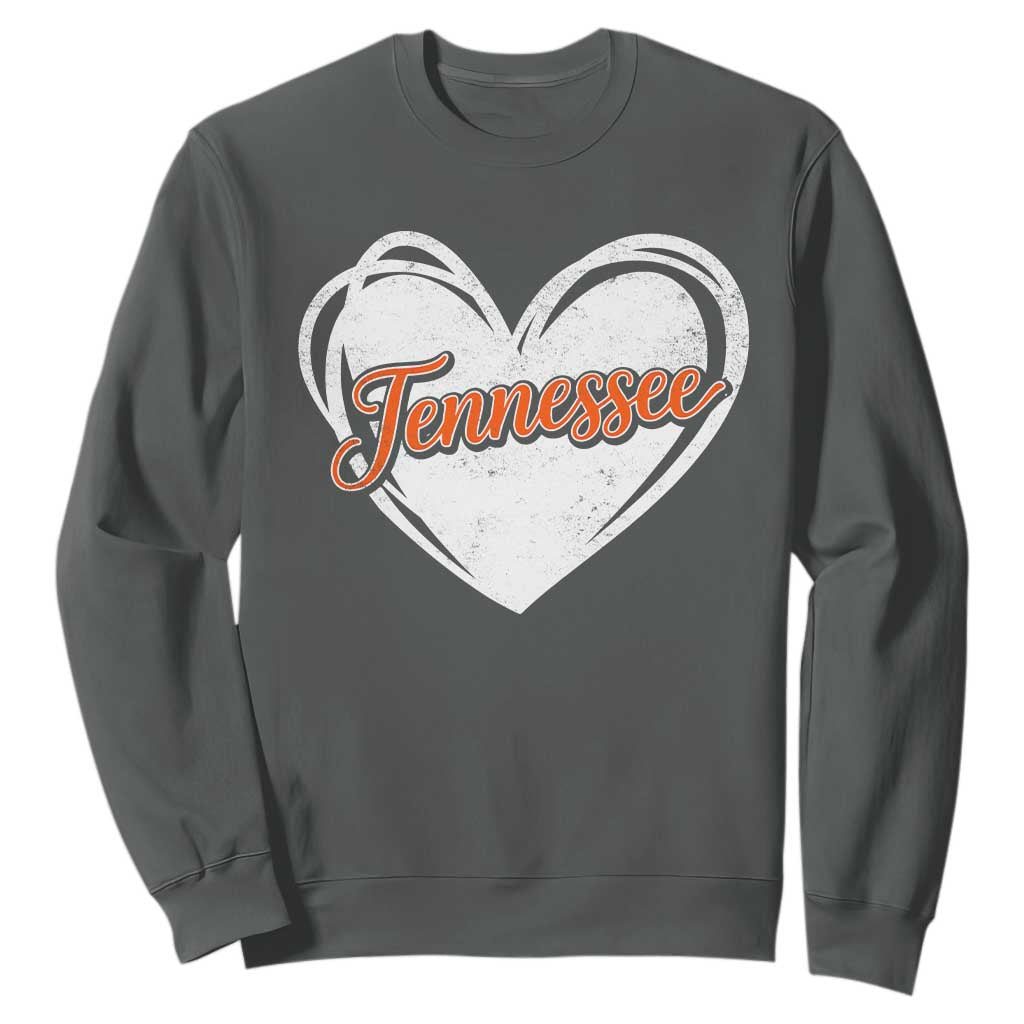 Vintage Tennessee Sweatshirt Heart Graphic TN Orange US State TS10 Dark Heather Print Your Wear