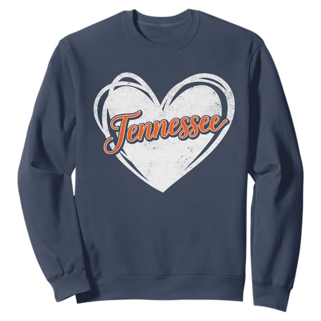Vintage Tennessee Sweatshirt Heart Graphic TN Orange US State TS10 Navy Print Your Wear
