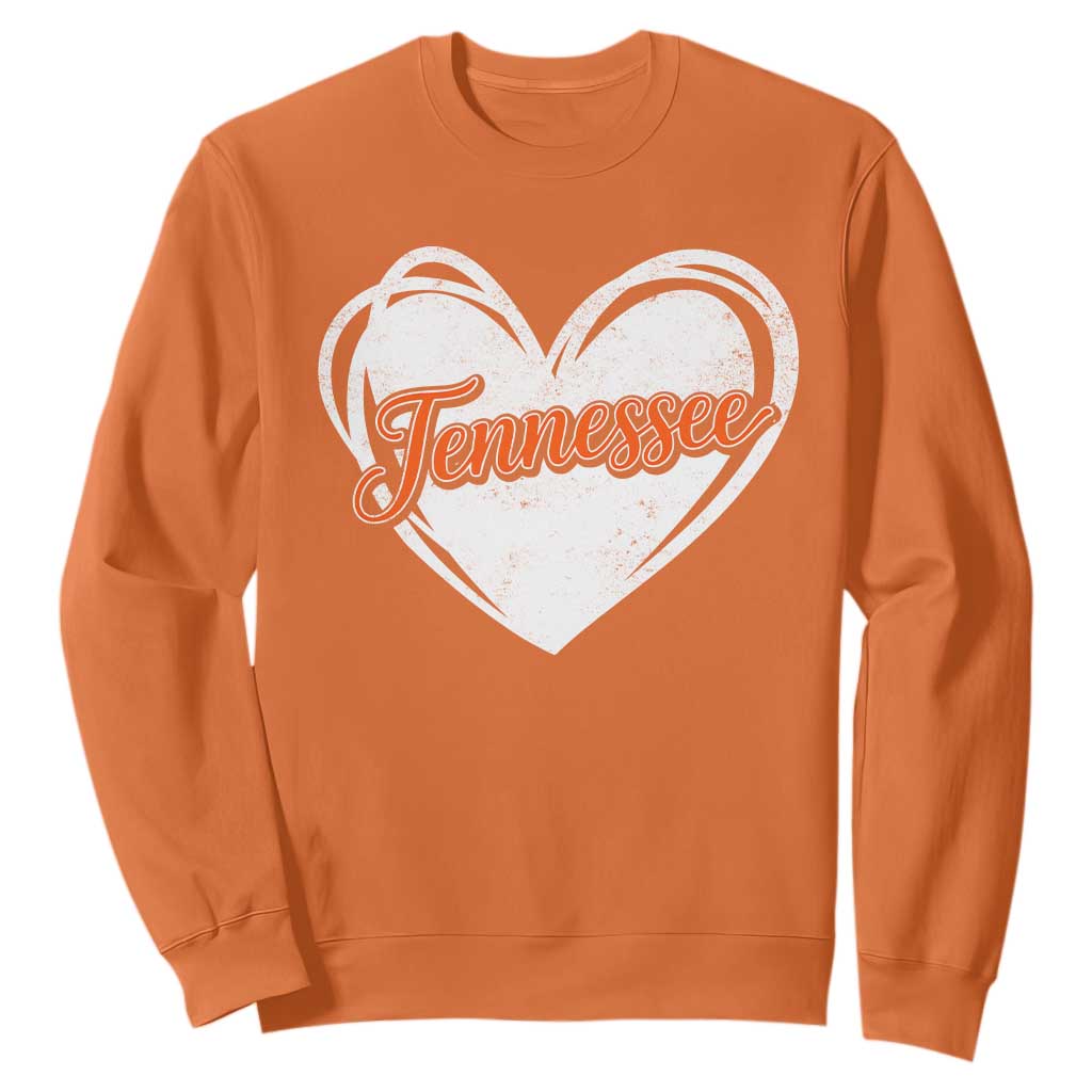 Vintage Tennessee Sweatshirt Heart Graphic TN Orange US State TS10 Orange Print Your Wear