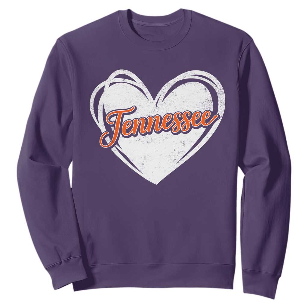 Vintage Tennessee Sweatshirt Heart Graphic TN Orange US State TS10 Purple Print Your Wear