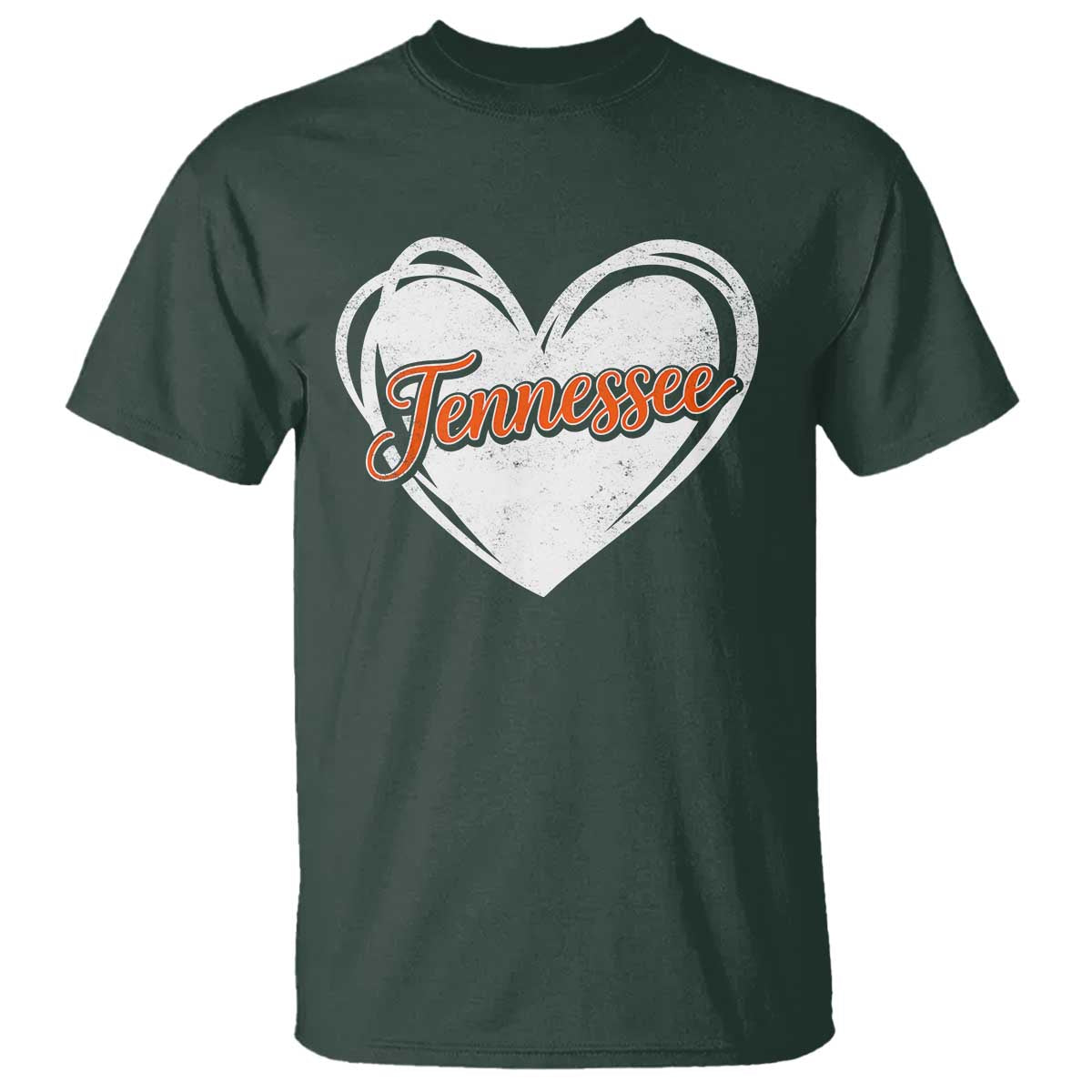 Vintage Tennessee T Shirt Heart Graphic TN Orange US State TS10 Dark Forest Green Print Your Wear