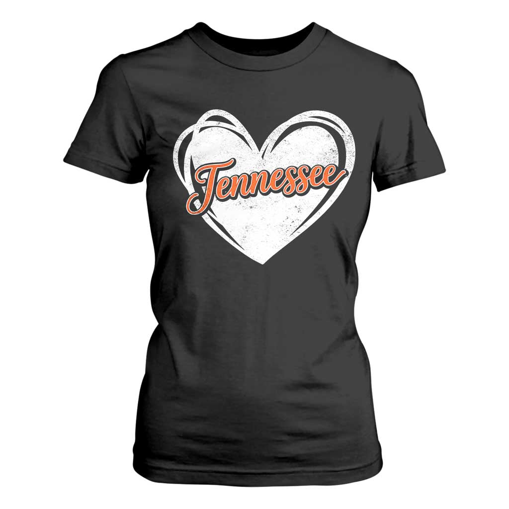 Vintage Tennessee T Shirt For Women Heart Graphic TN Orange US State TS10 Black Print Your Wear