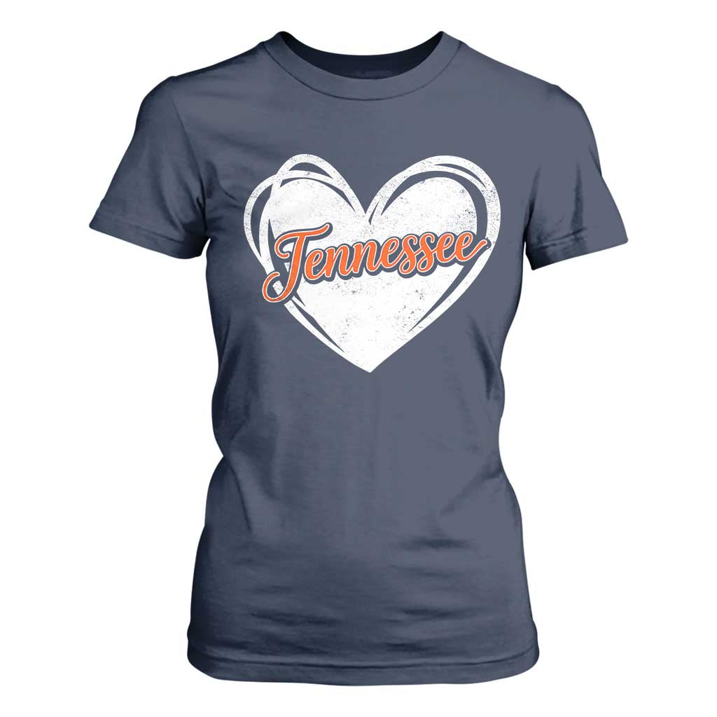Vintage Tennessee T Shirt For Women Heart Graphic TN Orange US State TS10 Navy Print Your Wear