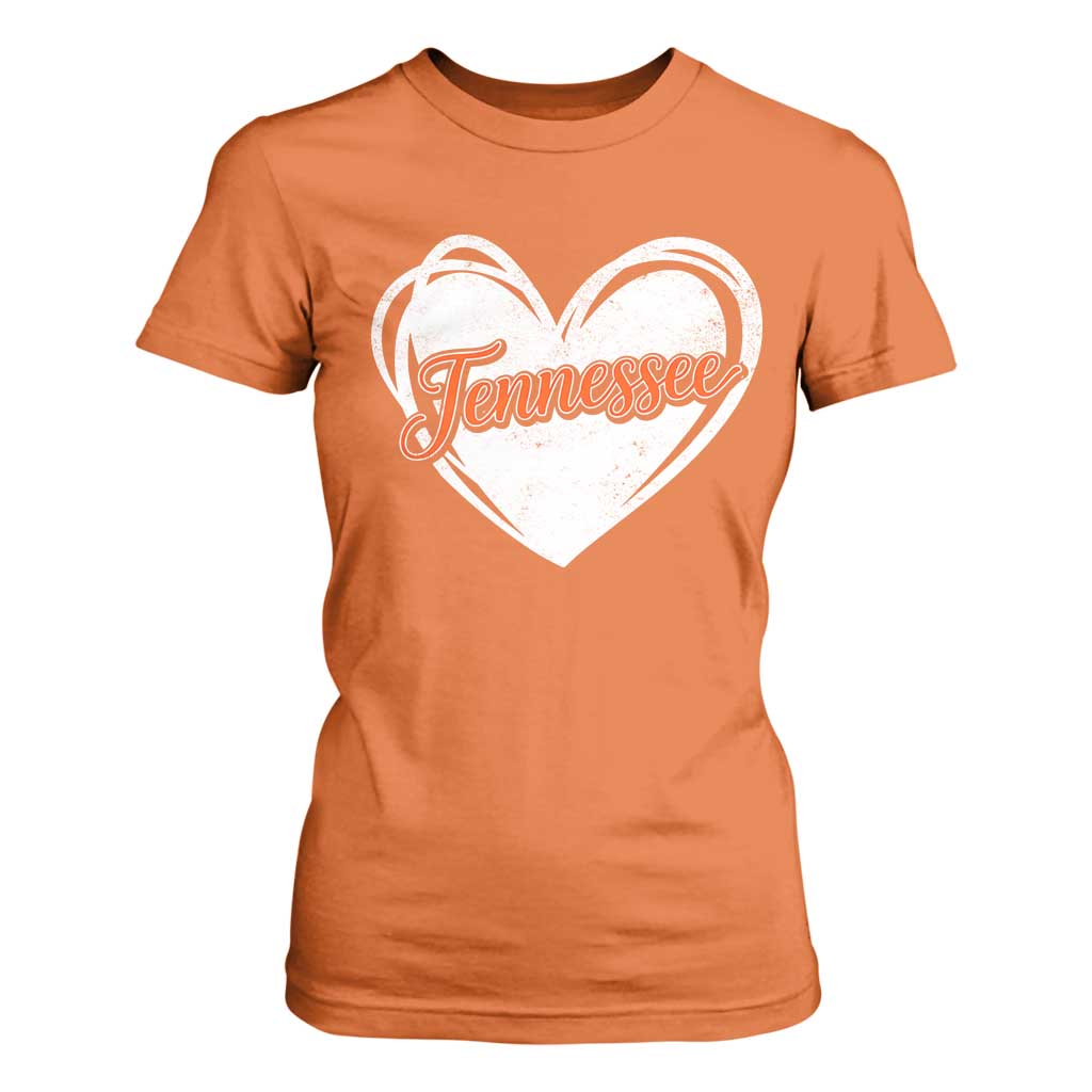 Vintage Tennessee T Shirt For Women Heart Graphic TN Orange US State TS10 Orange Print Your Wear