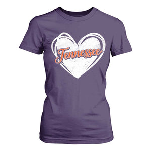Vintage Tennessee T Shirt For Women Heart Graphic TN Orange US State TS10 Purple Print Your Wear