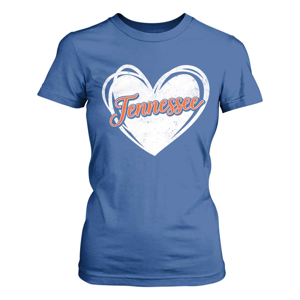 Vintage Tennessee T Shirt For Women Heart Graphic TN Orange US State TS10 Royal Blue Print Your Wear