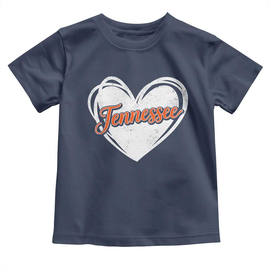 Vintage Tennessee Toddler T Shirt Heart Graphic TN Orange US State TS10 Navy Print Your Wear